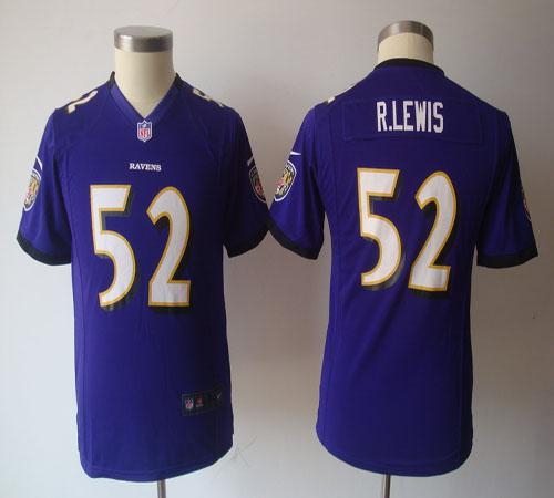  Ravens #52 Ray Lewis Purple Team Color Youth NFL Game Jersey