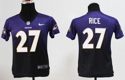  Ravens #27 Ray Rice Purple/Black Youth Stitched NFL Elite Fadeaway Fashion Jersey