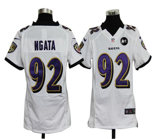  Ravens #92 Haloti Ngata White With Art Patch Youth Stitched NFL Elite Jersey