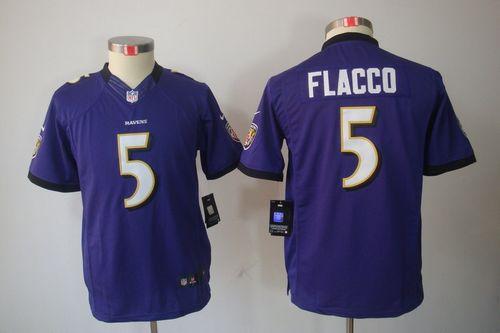  Ravens #5 Joe Flacco Purple Team Color Youth Stitched NFL Limited Jersey
