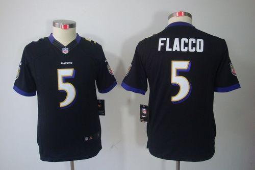  Ravens #5 Joe Flacco Black Alternate Youth Stitched NFL Limited Jersey
