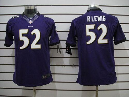  Ravens #52 Ray Lewis Purple Team Color Youth Stitched NFL Limited Jersey