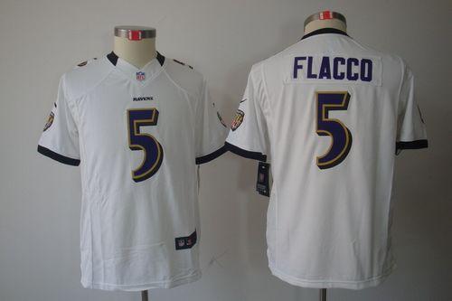  Ravens #5 Joe Flacco White Youth Stitched NFL Limited Jersey
