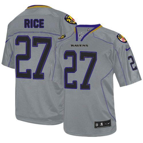 Ravens #27 Ray Rice Lights Out Grey Youth Stitched NFL Elite Jersey
