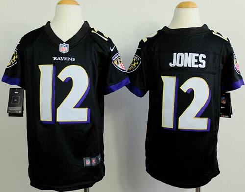  Ravens #12 Jacoby Jones Black Alternate Youth Stitched NFL New Elite Jersey