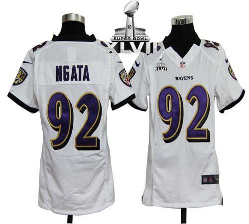  Ravens #92 Haloti Ngata White Super Bowl XLVII Youth Stitched NFL Elite Jersey
