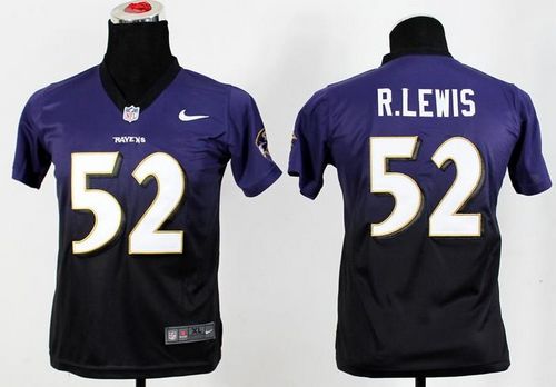  Ravens #52 Ray Lewis Purple/Black Youth Stitched NFL Elite Fadeaway Fashion Jersey