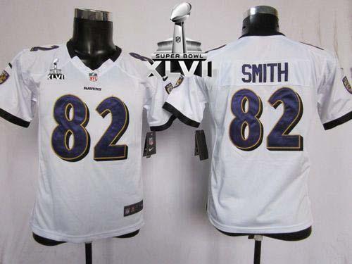  Ravens #82 Torrey Smith White Super Bowl XLVII Youth Stitched NFL Elite Jersey