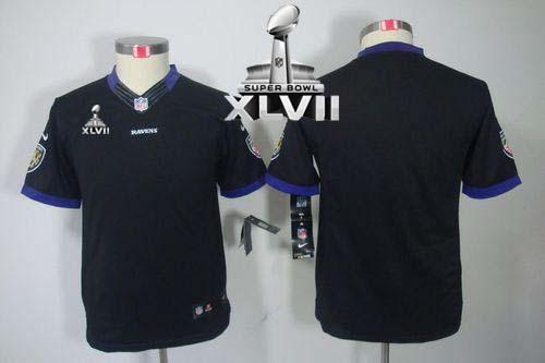  Ravens Blank Black Alternate Super Bowl XLVII Youth Stitched NFL Limited Jersey