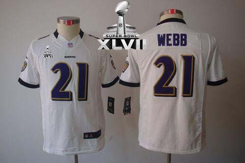  Ravens #21 Lardarius Webb White Super Bowl XLVII Youth Stitched NFL Limited Jersey