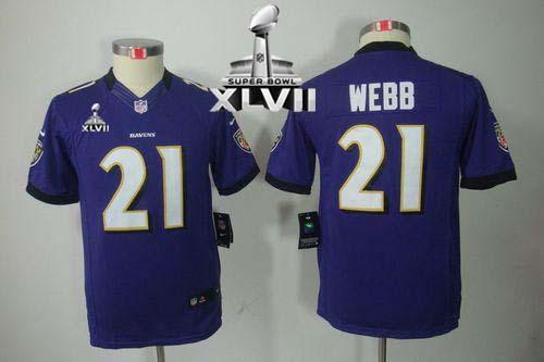  Ravens #21 Lardarius Webb Purple Team Color Super Bowl XLVII Youth Stitched NFL Limited Jersey