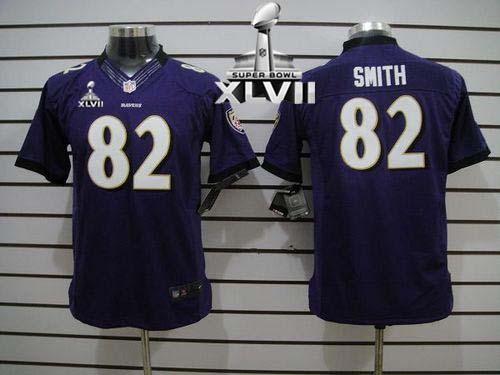  Ravens #82 Torrey Smith Purple Team Color Super Bowl XLVII Youth Stitched NFL Limited Jersey