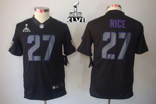  Ravens #27 Ray Rice Black Impact Super Bowl XLVII Youth Stitched NFL Limited Jersey