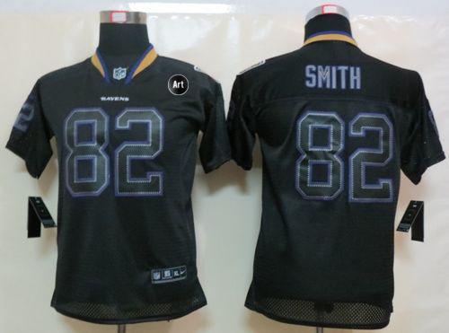  Ravens #82 Torrey Smith Lights Out Black With Art Patch Youth Stitched NFL Elite Jersey