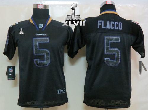  Ravens #5 Joe Flacco Lights Out Black Super Bowl XLVII Youth Stitched NFL Elite Jersey