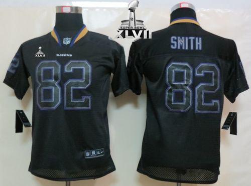  Ravens #82 Torrey Smith Lights Out Black Super Bowl XLVII Youth Stitched NFL Elite Jersey