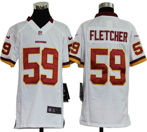  Redskins #59 London Fletcher White Youth Stitched NFL Elite Jersey