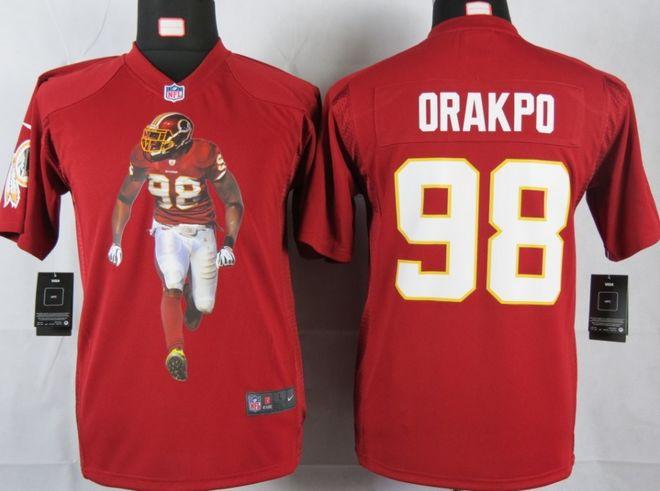  Redskins #98 Brian Orakpo Burgundy Red Team Color Youth Portrait Fashion NFL Game Jersey