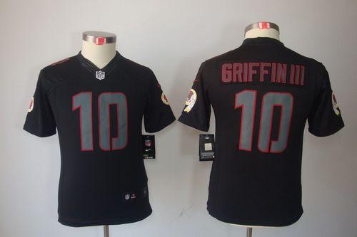 Redskins #10 Robert Griffin III Black Impact Youth Stitched NFL Limited Jersey