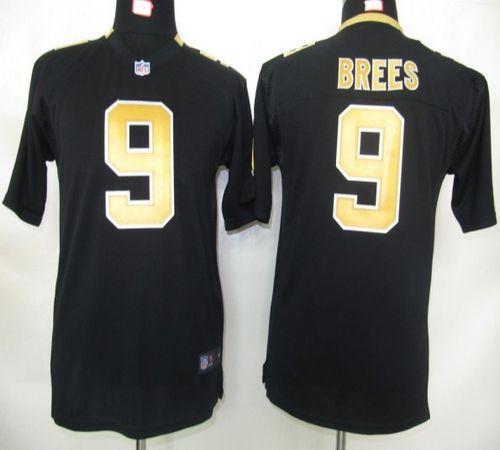  Saints #9 Drew Brees Black Team Color Youth Stitched NFL Elite Jersey