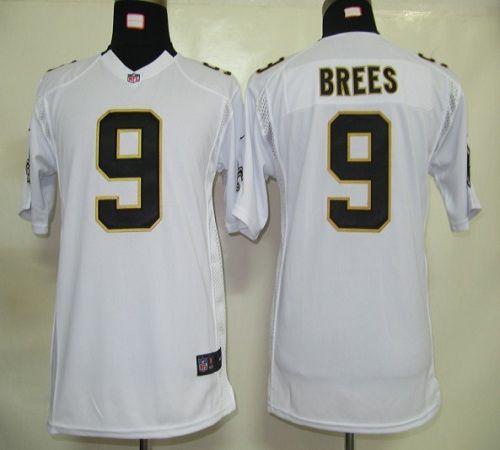  Saints #9 Drew Brees White Youth Stitched NFL Elite Jersey