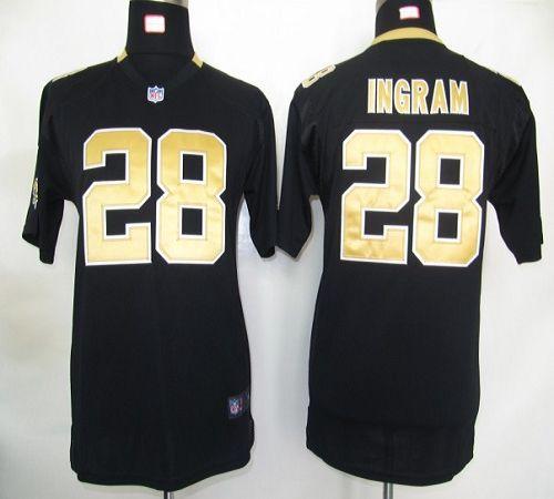  Saints #28 Mark Ingram Black Team Color Youth Stitched NFL Elite Jersey
