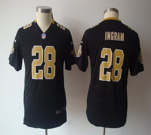  Saints #28 Mark Ingram Black Team Color Youth NFL Game Jersey