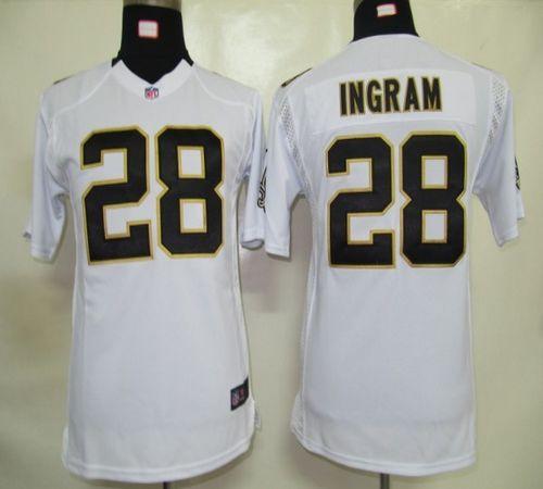  Saints #28 Mark Ingram White Youth Stitched NFL Elite Jersey