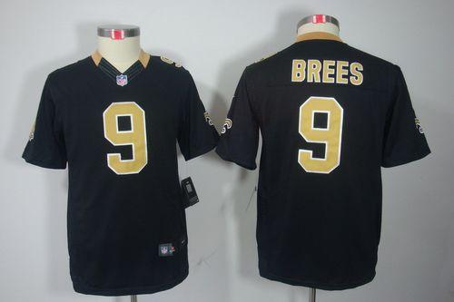  Saints #9 Drew Brees Black Team Color Youth Stitched NFL Limited Jersey