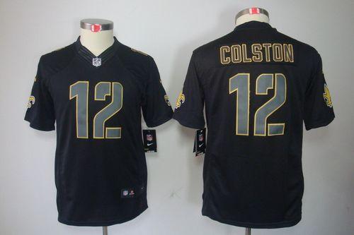  Saints #12 Marques Colston Black Impact Youth Stitched NFL Limited Jersey