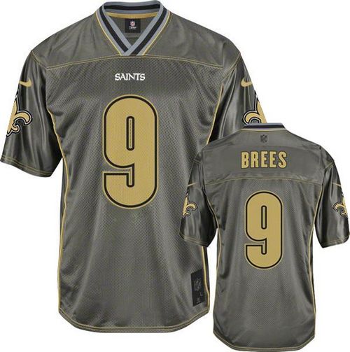  Saints #9 Drew Brees Grey Youth Stitched NFL Elite Vapor Jersey