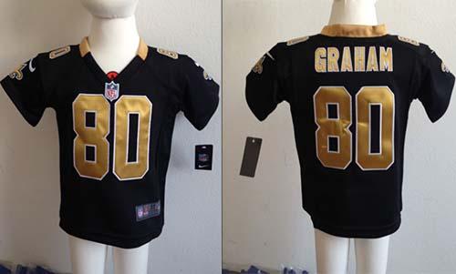 Toddler  Saints #80 Jimmy Graham Black Team Color Stitched NFL Elite Jersey