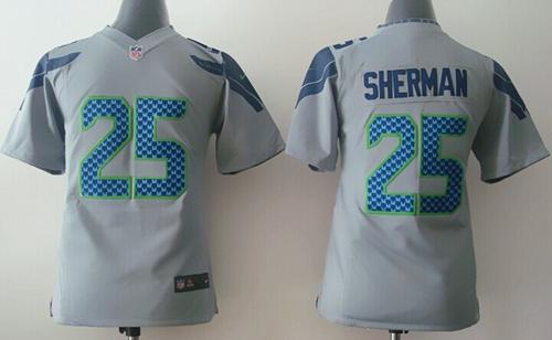  Seahawks #25 Richard Sherman Grey Alternate Youth Stitched NFL Elite Jersey