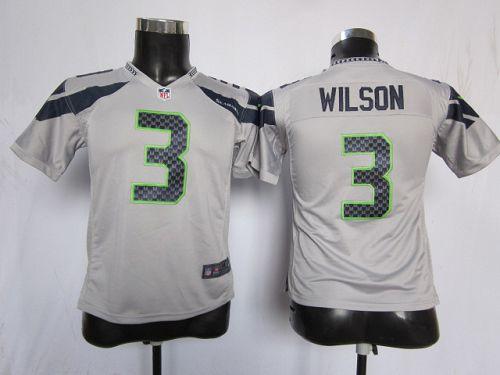  Seahawks #3 Russell Wilson Grey Alternate Youth Stitched NFL Elite Jersey