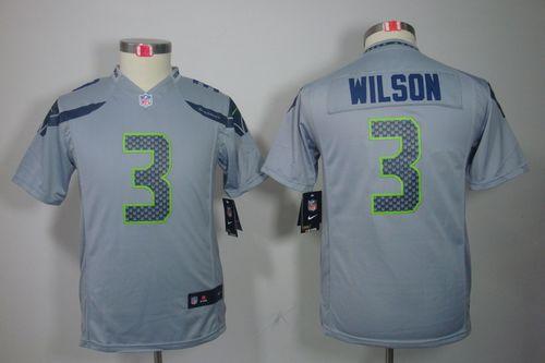  Seahawks #3 Russell Wilson Grey Alternate Youth Stitched NFL Limited Jersey