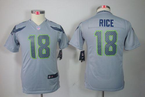  Seahawks #18 Sidney Rice Grey Alternate Youth Stitched NFL Limited Jersey