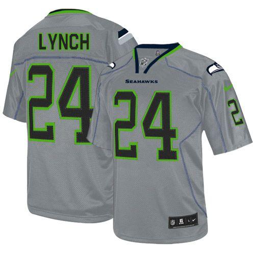  Seahawks #24 Marshawn Lynch Lights Out Grey Youth Stitched NFL Elite Jersey