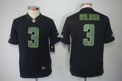  Seahawks #3 Russell Wilson Black Impact Youth Stitched NFL Limited Jersey