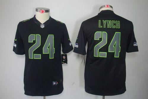  Seahawks #24 Marshawn Lynch Black Impact Youth Stitched NFL Limited Jersey