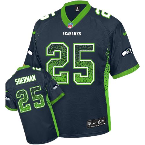  Seahawks #25 Richard Sherman Steel Blue Team Color Youth Stitched NFL Elite Drift Fashion Jersey