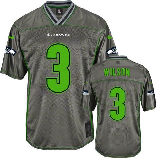  Seahawks #3 Russell Wilson Grey Youth Stitched NFL Elite Vapor Jersey