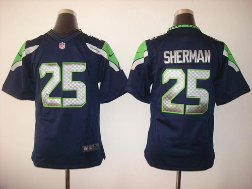  Seahawks #25 Richard Sherman Steel Blue Team Color Youth Stitched NFL Limited Jersey