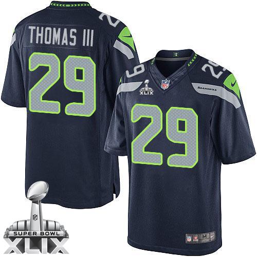  Seahawks #29 Earl Thomas III Steel Blue Super Bowl XLIX Youth Stitched NFL Elite Jersey