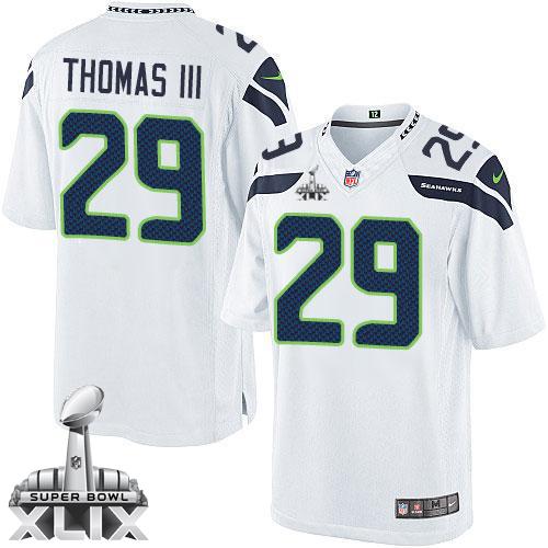  Seahawks #29 Earl Thomas III White Super Bowl XLIX Youth Stitched NFL Elite Jersey