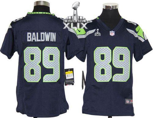  Seahawks #89 Doug Baldwin Steel Blue Team Color Super Bowl XLIX Youth Stitched NFL Elite Jersey