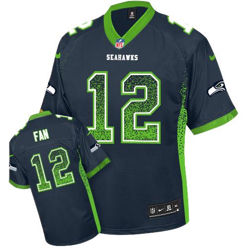  Seahawks #12 Fan Steel Blue Team Color Youth Stitched NFL Elite Drift Fashion Jersey