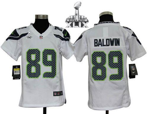  Seahawks #89 Doug Baldwin White Super Bowl XLIX Youth Stitched NFL Elite Jersey