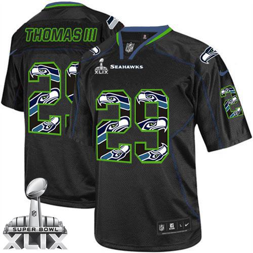  Seahawks #29 Earl Thomas III New Lights Out Black Super Bowl XLIX Youth Stitched NFL Elite Jersey