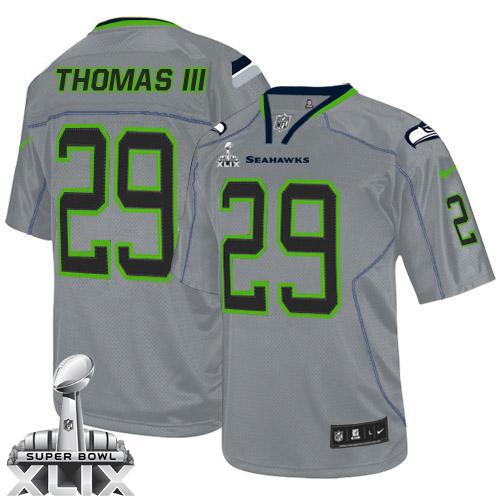  Seahawks #29 Earl Thomas III Lights Out Grey Super Bowl XLIX Youth Stitched NFL Elite Jersey