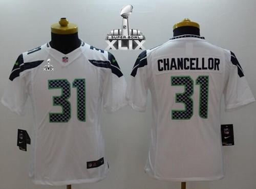  Seahawks #31 Kam Chancellor White Super Bowl XLIX Youth Stitched NFL Limited Jersey